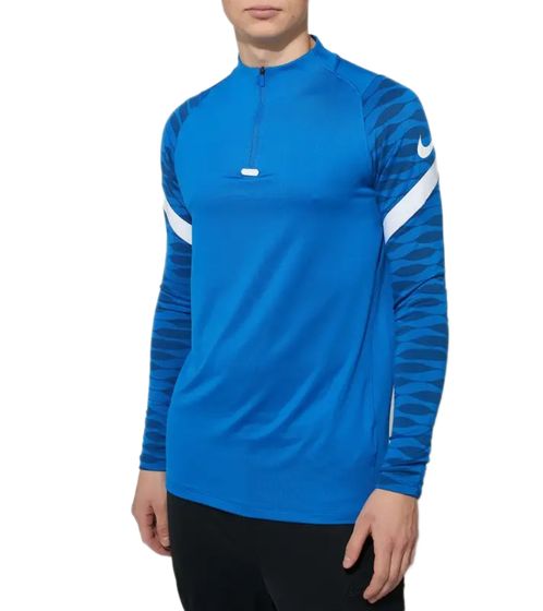 NIKE Strike 21 Dry Drill Longsleeve Men's Training Pullover with Half-Zip Sports Troyer with Dry-Fit Long-Sleeved Shirt CW5858-463 Blue