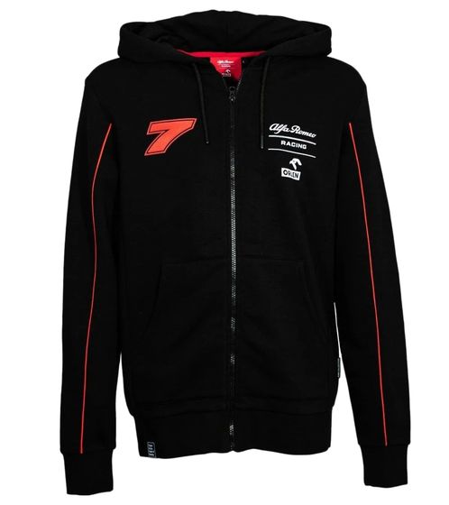 ALFA ROMEO RACING Herren Kapuzen-Jacke aus der Kimi Räikkönen-Kollektion Baumwoll-Jacke Sweat-Jacke Alltags-Jacke ARR_KRSWH65 Schwarz