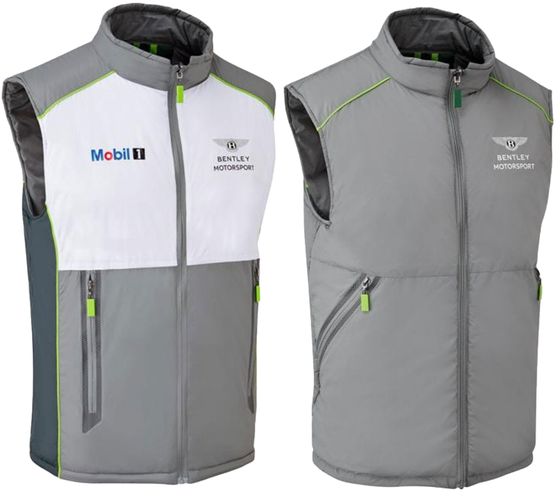 BENTLEY Team Gilet Men's Vest Water-Repellent Reversible Autumn Vest motorsport B14G2 Grey/White