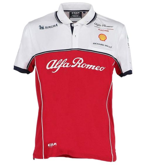 Chemise à col rond pour hommes ALFA ROMEO, chemise décontractée, chemise à manches courtes AFR_TS03 rouge/noir