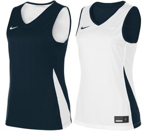 NIKE Team Basketball Débardeur réversible pour Femme avec technologie Dri-FIT Chemise d'entraînement Chemise de sport réversible NT0213-451 Bleu marine/Blanc