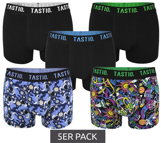 Pack of 5 TASTIQ men's boxer shorts in a gift box with space print cotton underpants Tas/1/BCX5/SPAC black/colorful