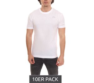 10-pack Kappa men's cotton shirt, round neck shirt with small logo patch, short sleeve shirt, savings pack 711169 A1C white