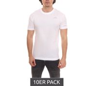 10er Sparpack Kappa Herren Baumwoll-Shirt Rundhals-Shirt mit kleinem Logo-Patch Sparpack Kurzarm-Shirt 711169 A1C Weiß 10er Sparpack Kappa Herren Baumwoll-Shirt Rundhals-Shirt mit kleinem Logo-Patch Sparpack Kurzarm-Shirt 711169 A1C Weiß