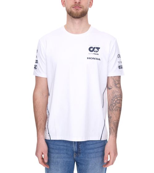 ALPHATAURI Formel 1 F1 Herren Baumwoll-Shirt Rundhals-Shirt Freizeit-Shirt SAT23026 Weiß