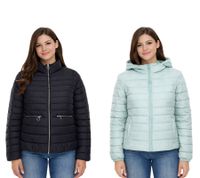 ONLY veste matelassée pour femme, veste mi-saison avec col montant ou capuche, veste basique noir ou bleu clair