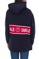 ZWILLINGSHERZ Hoodie Damen Kapuzen-Pullover mit Statement Print Baumwoll-Sweater Dunkelblau oder Beige