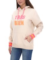ZWILLINGSHERZ Hoodie Damen Kapuzen-Pullover mit Statement Print Baumwoll-Sweater Dunkelblau oder Beige