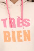 ZWILLINGSHERZ Hoodie Damen Kapuzen-Pullover mit Statement Print Baumwoll-Sweater Dunkelblau oder Beige