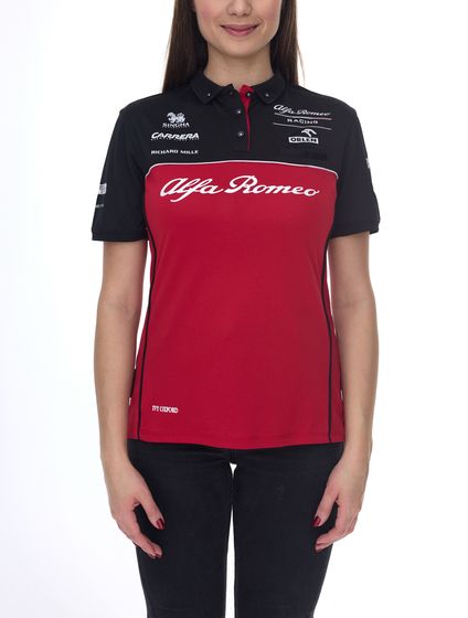 ALFA ROMEO Damen Polo-Shirt Freizeit-Shirt Kurzarm-Shirt ARR_RTCPOW21 Rot/Schwarz