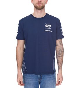ALPHATAURI Formula 1 F1 men's cotton shirt, round neck, leisure shirt SAT23026 dark blue
