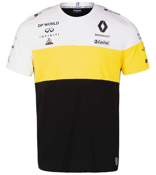 Le Coq Sportif Fomel 1 F1 Renault men's T-shirt short-sleeved shirt cotton shirt 2010958 black/white/yellow