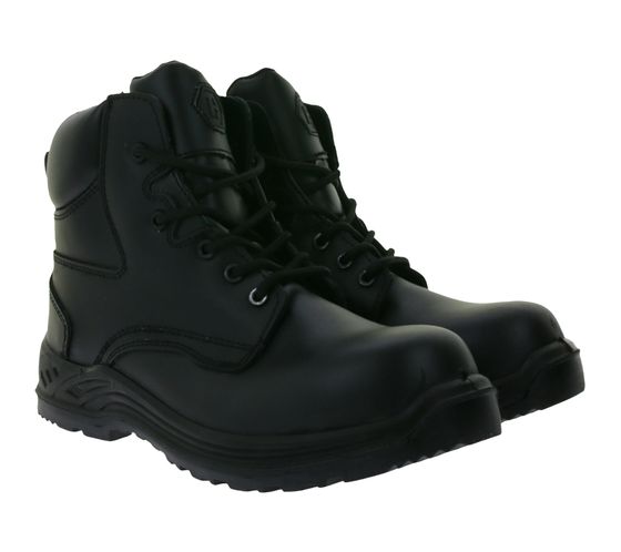 BLACKROCK men's water-repellent safety shoes S3 made of genuine leather work boots with HRO sole lace-up shoes CF2408 black