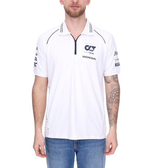 ALPHATAURI Formel 1 F1 Herren Baumwoll-Shirt Polo-Shirt Freizeit-Shirt SAT23024 Weiß