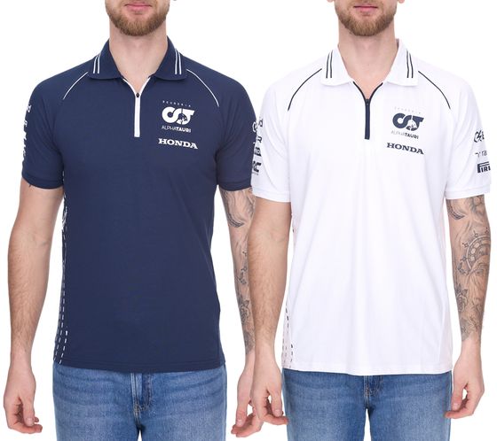 ALPHATAURI Formel 1 F1 Herren Baumwoll-Shirt Polo-Shirt Freizeit-Shirt SAT23024 Weiß oder Dunkelblau