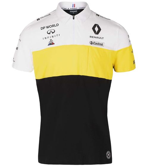 Le Coq Sportif Fomel 1 F1 Renault men's polo shirt short-sleeved shirt cotton shirt 2010954 black/white/yellow