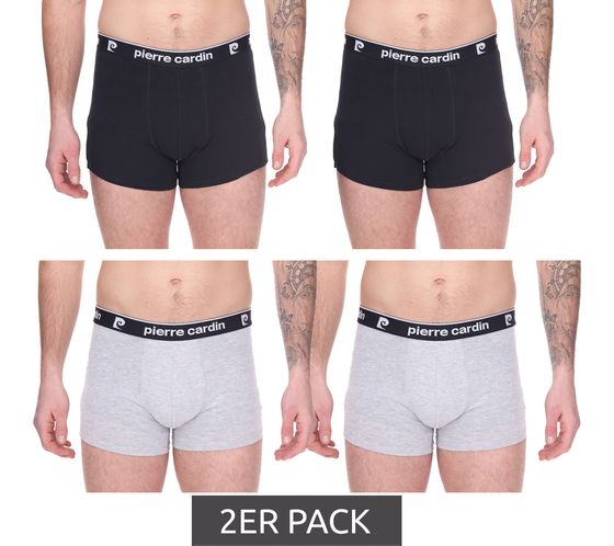 2er Pack Pierre Cardin Herren Baumwoll-Boxershorts Unterwäsche R808 Schwarz oder Grau