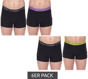 6er Sparpack Kappa Herren Boxershorts mit Marken Schriftzug und Logo Unterhose 351K1JW Schwarz/Lime oder Schwarz/Violett