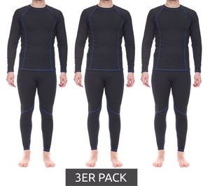 3-pack BASIC TREASURE men's thermal set = thermal sweater & thermal trousers thermal underwear ski underwear Oeko-Tex certified - Standard 100 21497-10 Black/Blue