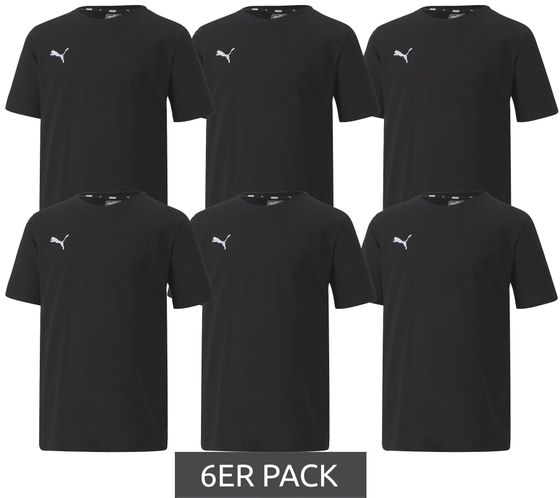 6er Pack PUMA TeamGoal 23 Casual Kinder Sport-Shirt für Jungen & Mädchen Baumwoll T-Shirt mit Logo-Stickerei 656709 03 Schwarz