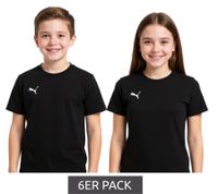 6er Pack PUMA TeamGoal 23 Casual Kinder Sport-Shirt für Jungen & Mädchen Baumwoll T-Shirt mit Logo-Stickerei 656709 03 Schwarz