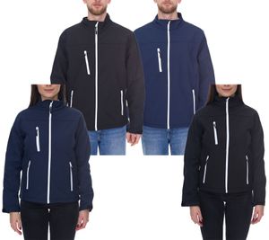 Giacca softshell SANTINO, giacca outdoor idrorepellente per donna o uomo, giacca per tutti i giorni in blu o nero