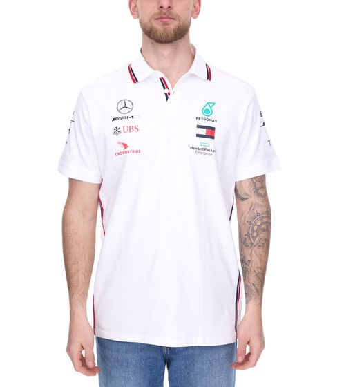 Mercedes-Benz AMG Petronas F1 Herren Polo-Shirt Kurzarm-Shirt Baumwoll-Shirt 141101068 200 Weiß