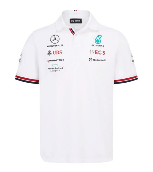 Polo à manches courtes pour homme Mercedes-Benz AMG Petronas F1, chemise en coton 701219232 002 blanc