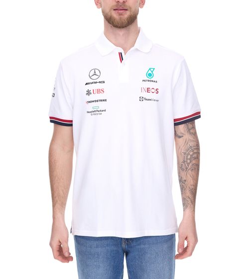 Mercedes-Benz AMG Petronas F1 Herren Polo-Shirt Kurzarm-Shirt Baumwoll-Shirt 701219232 002 Weiß