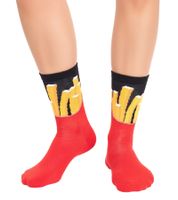 2 paia di calzini TASTIQ in cotone con stampa, calze lunghe in confezione regalo TAS/1/CSX2 con stampa patatine fritte o con stampa latte macchiato