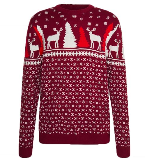 Denim Project X-mas men's knitted sweater with all-over Christmas print, winter sweater, long-sleeved shirt DP007 503 red