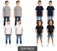 Pack of 2 PUMA Base children's sports shirts for boys and girls, sustainable cotton T-shirt with logo 678577 gray, dark blue or 678260 white, black