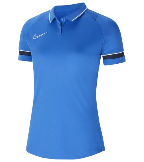 NIKE Academy 21 Damen Polo-Shirt mit Dri-FIT-Technologie Polo-Hemd mit Mesh-Einsätze CV2673-463 Blau