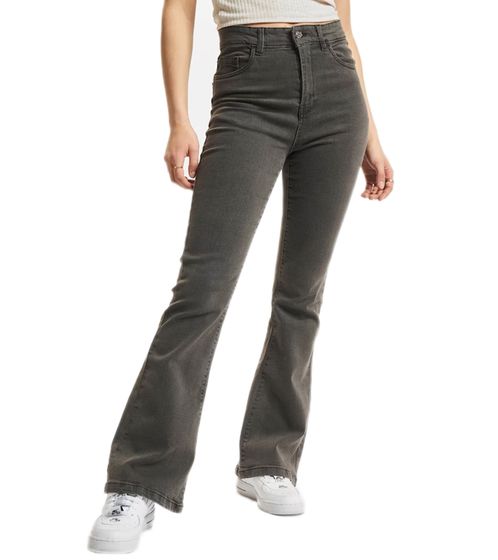 Denim Project Pantalon en jean taille haute pour femme Pantalon en coton Pantalon évasé Jeans de tous les jours JIB-DPW-009 W007 Gris