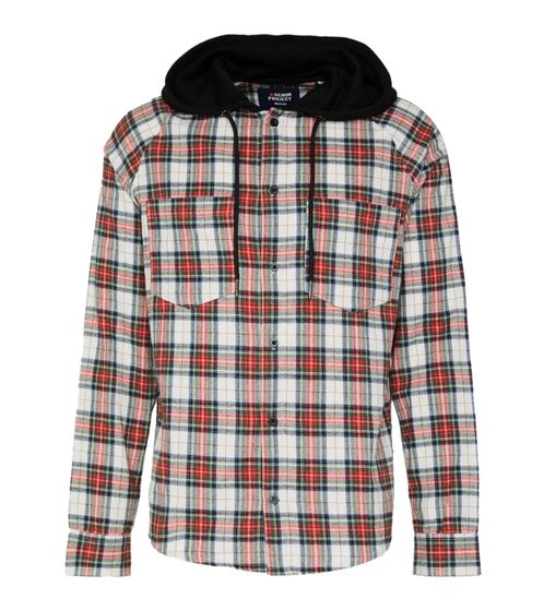 Denim Project Veste à carreaux pour homme Chemise à manches longues avec poches poitrine Veste en coton Chemise en flanelle DP-10022 Blanc/Rouge/Vert/Bleu