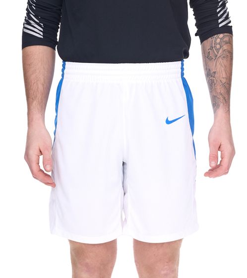 NIKE Team Herren Basketball-Shorts mit Dri-FIT-Technologie Trainings-Hose mit Mesh-Einsatz NT0201-102 Weiß/Blau