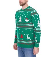 Denim Project X-mas men's knitted sweater with all-over Christmas print, winter sweater, long-sleeved shirt DP004 502 green/white/red Denim Project X-mas men's knitted sweater with all-over Christmas print, winter sweater, long-sleeved shirt DP004 502 green/white/red