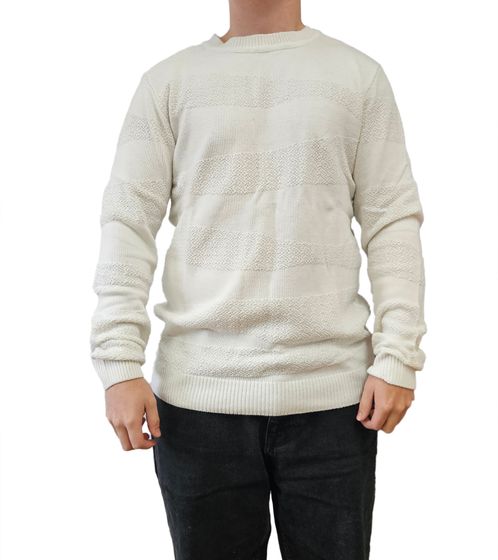 Pull tricoté pour homme Denim Project avec motif subtil, pull en coton, pull d'hiver, chemise à manches longues DP-10023-073 590 blanc