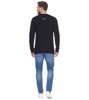 Denim Project Herren Strick-Pullover mit dezenter Musterung Baumwoll-Pullover Winter-Pullover Langarm-Shirt DP-10023-073 001 Schwarz