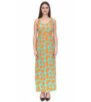 Abito da donna Aniston CASUAL in jersey con stampa colorata maxi abito turchese/arancione