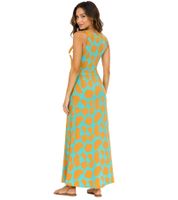 Aniston CASUAL women's jersey dress with colorful print maxi dress turquoise/orange