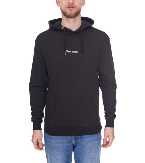 Denim Project Globe Drop Herren Kapuzen-Pullover Hoodie mit Kängurutasche Baumwoll-Pullover DP005 001 Schwarz