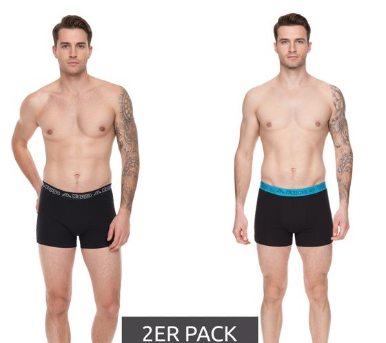 Lot de 2 boxers homme Kappa avec lettrage de la marque et logo caleçon 351K1JW ADN noir/bleu