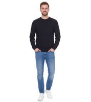 Maglione lavorato a maglia da uomo Denim Project con motivo sottile, maglione di cotone, maglione invernale, camicia a maniche lunghe DP-10023-073 bianco o nero