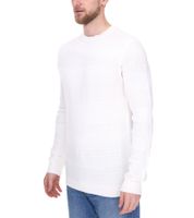 Denim Project Herren Strick-Pullover mit dezenter Musterung Baumwoll-Pullover Winter-Pullover Langarm-Shirt DP-10023-073 Weiß oder Schwarz