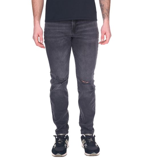 Denim Project Herren Jeans nachhaltige Slim Fit Hose im Destroyed-Look Baumwoll-Hose DP-10022-106 281 Schwarz