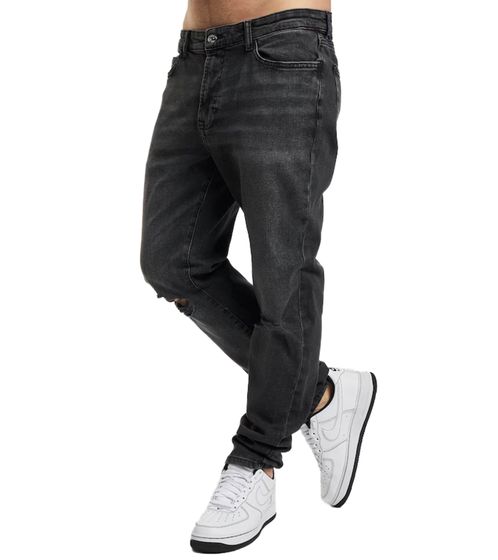 Denim Project Herren Jeans nachhaltige Slim Fit Hose im Destroyed-Look Baumwoll-Hose DP-10022-106 281 Schwarz