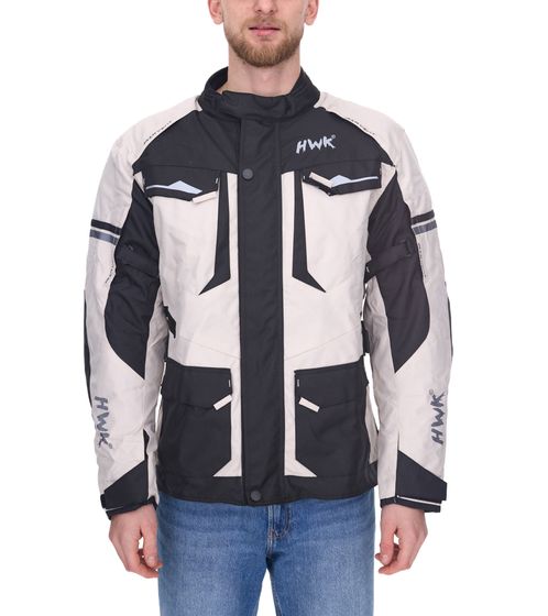 HWK Adventure/Touring Herren Motorrad-Jacke mit 600D Cordura-Material Motorsport-Jacke mit herausnehmbarem Thermofutter Schwarz/Grau