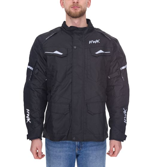 HWK Adventure/Touring Herren Motorrad-Jacke mit 600D Cordura-Material Motorsport-Jacke mit herausnehmbarem Thermofutter Schwarz