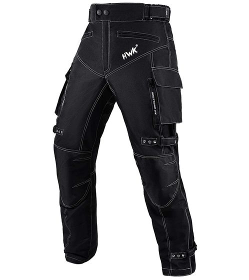 HWK Motorrad-Hose mit wasserabweisendem Cordura-Textilgewebe Motorsport-Hose mit Aufprallschutz Schwarz